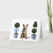 Australian Cattle Dog Puppy Topiary Waterverf Kaart (Voorkant)
