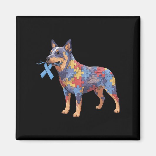 Australian Cattle Dog Puzzle Autisme Bewustzijn Vr Magneet (Voorkant)
