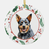 Australian Cattle Dog Red Berry Holly Border Keramisch Ornament (Voorkant)