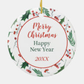 Australian Cattle Dog Red Berry Holly Border Keramisch Ornament (Achterkant)