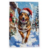 Australian Cattle Dog Red Heeler Christmas Medium Cadeauzakje (Voorkant)