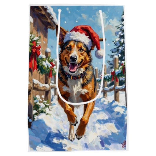 Australian Cattle Dog Red Heeler Christmas Medium Cadeauzakje (Achterkant)