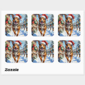Australian Cattle Dog Red Heeler Christmas Vierkante Sticker (Vel)