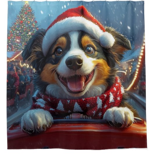 Australian Cattle Dog Roller Onderzetter Kerst Douchegordijn (Voorkant)