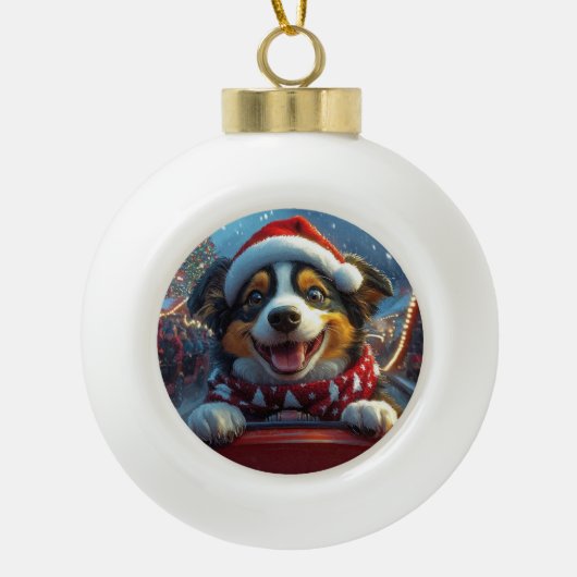 Australian Cattle Dog Roller Onderzetter Kerst Keramische Bal Ornament (Voorkant)