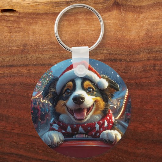 Australian Cattle Dog Roller Onderzetter Kerst Sleutelhanger (Achterkant)