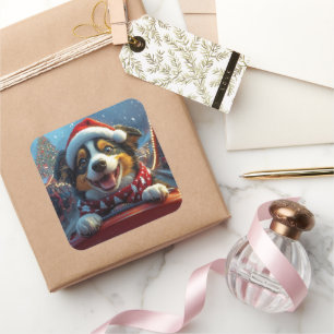 Australian Cattle Dog Roller Onderzetter Kerst Vierkante Sticker