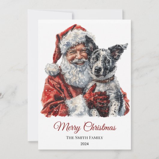 Australian Cattle Dog Santa Claus Kerstmis Feestdagenkaart (Voorkant)
