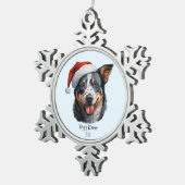 Australian Cattle Dog Santa Hat Gepersonaliseerd Tin Sneeuwvlok Ornament (Rechts)