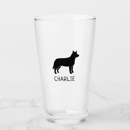 Australian Cattle Dog Silhouette Heeler Custom Glas (Voorkant)