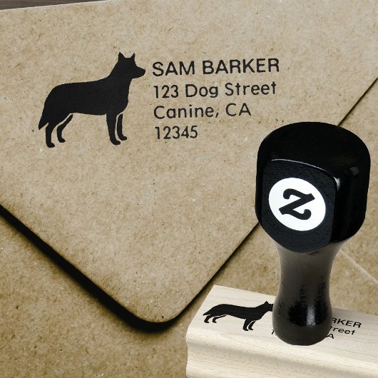 Australian Cattle Dog Silhouette Return Address Rubberstempel