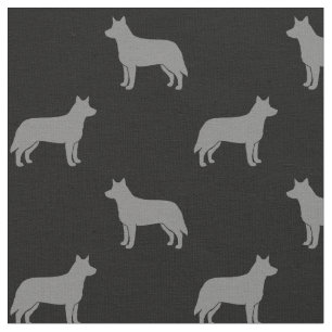 Australian Cattle Dog Silhouetten Grijs en Zwart Stof