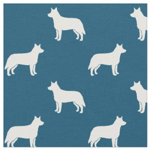 Australian Cattle Dog Silhouettes Heelers Blue Stof