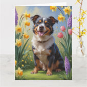 Australian Cattle Dog Spring Bloemen Schilderen Kaart (Gele Bloem)