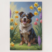 Australian Cattle Dog Spring Bloemen Schilderen Legpuzzel (Verticaal)
