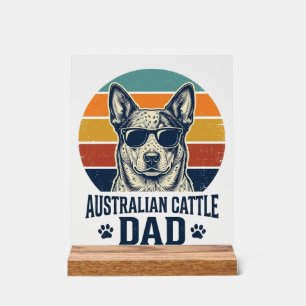 Australian Cattle Dog Vader Vintage Sunset T-shirt Acryl Bord