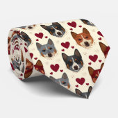 Australian Cattle Dog Valentine Hearts Pattern Dog Stropdas (Opgerold)