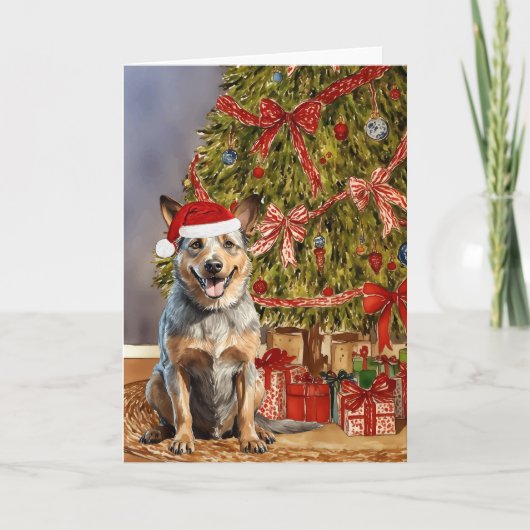 Australian Cattle Dog Waterverf kerstboom Kaart (Voorkant)