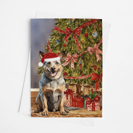 Australian Cattle Dog Waterverf kerstboom Kaart