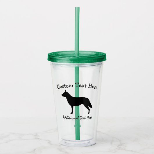 Australian Cattle Dog Waterverf Silhouette Acryl Drinkbeker (Voorkant)