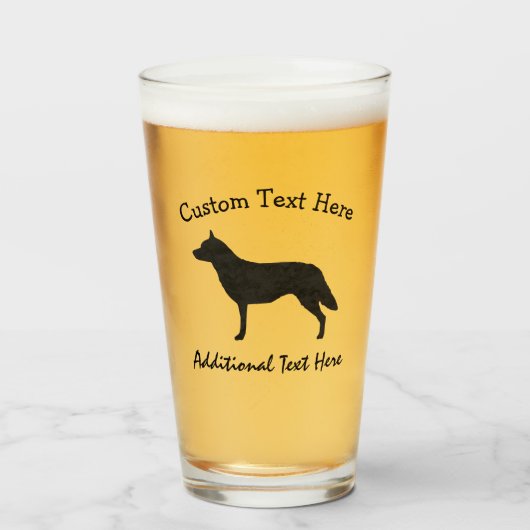 Australian Cattle Dog Waterverf Silhouette Glas (Voorkant gevuld)