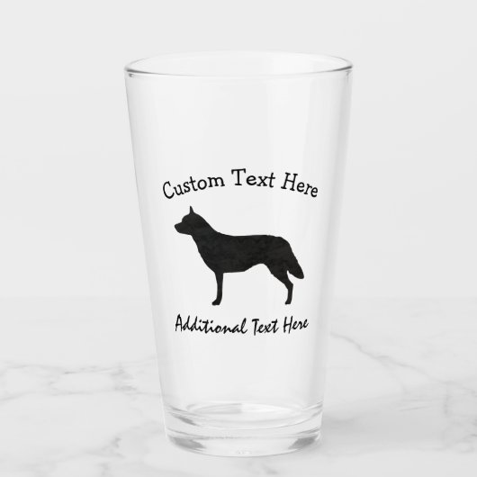 Australian Cattle Dog Waterverf Silhouette Glas (Voorkant)