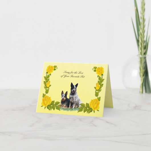 Australian Cattle Dog & Yellow Roses Sympathy Card Kaart (Voorkant)