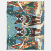 Australian Cattle Dogs Christmas Snow Holiday Fleece Deken (Voorkant)