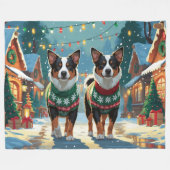 Australian Cattle Dogs Christmas Snow Holiday Fleece Deken (Voorkant (Horizontaal))