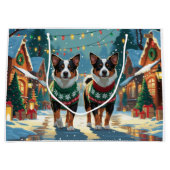Australian Cattle Dogs Christmas Snow Holiday Groot Cadeauzakje (Voorkant)