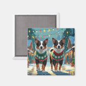 Australian Cattle Dogs Christmas Snow Holiday Magneet (Voorkant / Achterkant)