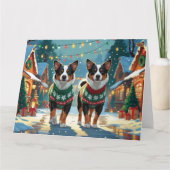 Australian Cattle Dogs Kerstmis Sneeuw Vakantie Kaart (Voorkant)