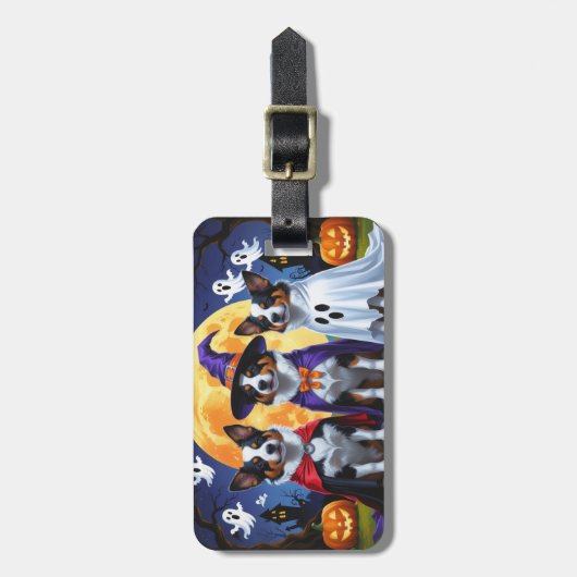 Australian Cattle Dogs Pumpkin Halloween Grappig Bagagelabel (Voorkant verticaal)