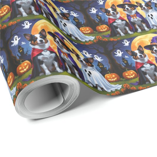 Australian Cattle Dogs Pumpkin Halloween Grappig Cadeaupapier (Rol Hoek)