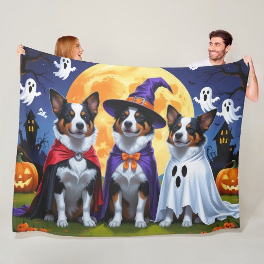 Australian Cattle Dogs Pumpkin Halloween Grappig Fleece Deken (In situ)