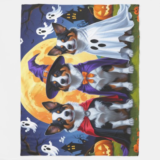 Australian Cattle Dogs Pumpkin Halloween Grappig Fleece Deken (Voorkant)