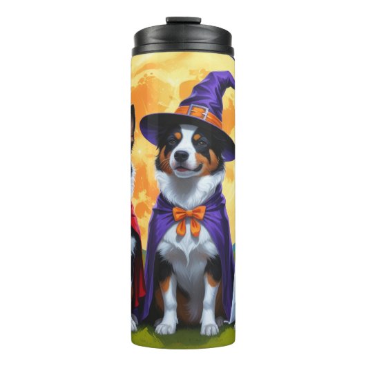 Australian Cattle Dogs Pumpkin Halloween Grappig Thermosbeker (Voorkant)
