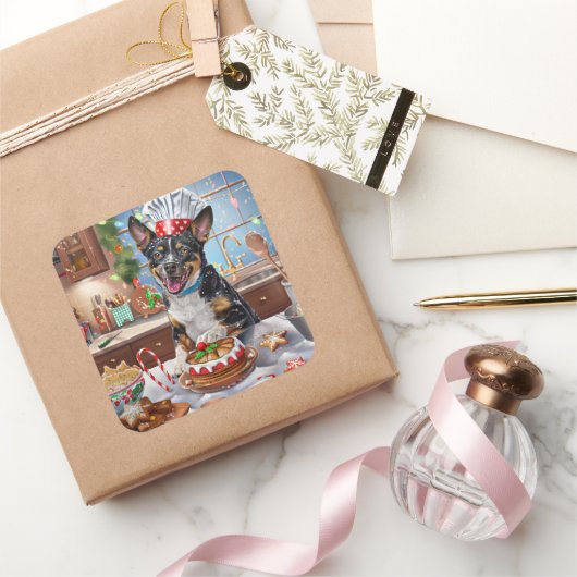 Australian Cattle Holiday Baking Feestelijke Kerst Vierkante Sticker (Geschenken)