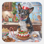 Australian Cattle Holiday Baking Feestelijke Kerst Vierkante Sticker (Voorkant)