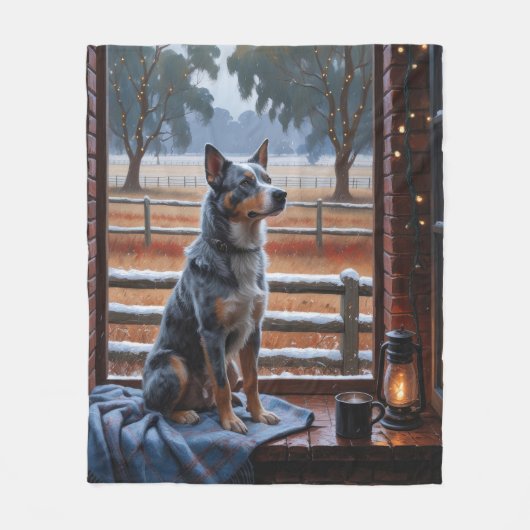 Australian Cattle With Christmas Lights Holiday Fleece Deken (Voorkant)