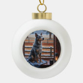 Australian Cattle With Christmas Lights Holiday Keramische Bal Ornament (Voorkant)