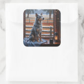 Australian Cattle With Christmas Lights Holiday Vierkante Sticker (Tas)