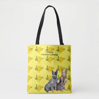 Australian Cattledog and Yellow Roses Tote Bag