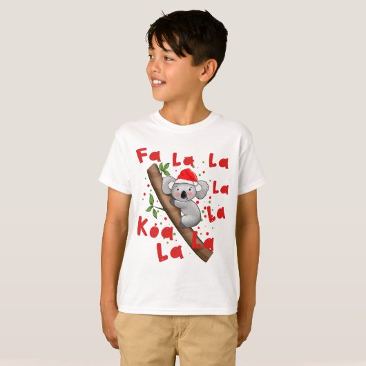 Australian Christmas Funny Santa Koala La La T-shirt (Voorkant volledig)