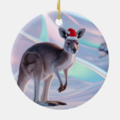 Australian Christmas Kangaroo + Santa Hat Holiday Keramisch Ornament (Achterkant)