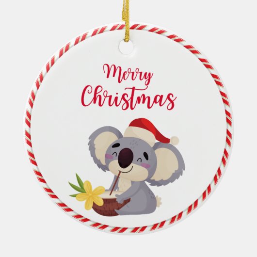 Australian Christmas Schattige Koala Drink ontwerp Keramisch Ornament (Achterkant)