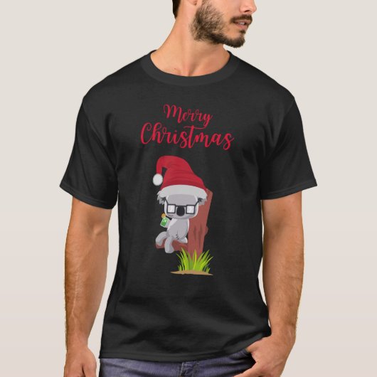 Australian Christmas Schattige Koala Drink ontwerp T-shirt (Voorkant)
