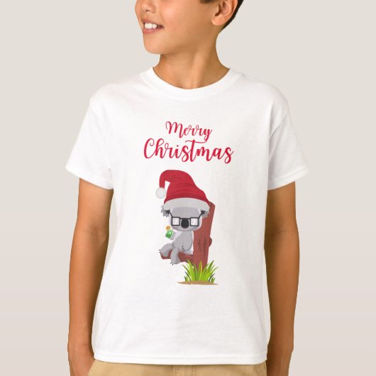 Australian Christmas Schattige Koala Drink ontwerp T-shirt (Voorkant)