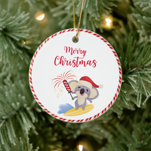 Australian Christmas Schattige Koala Surfing Desig Keramisch Ornament (Boom)