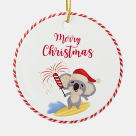 Australian Christmas Schattige Koala Surfing Desig Keramisch Ornament